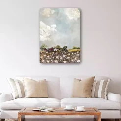 Kirklands Home Canvas Art|Red Barn and Field of Flowers Canvas Art Print Multicolor