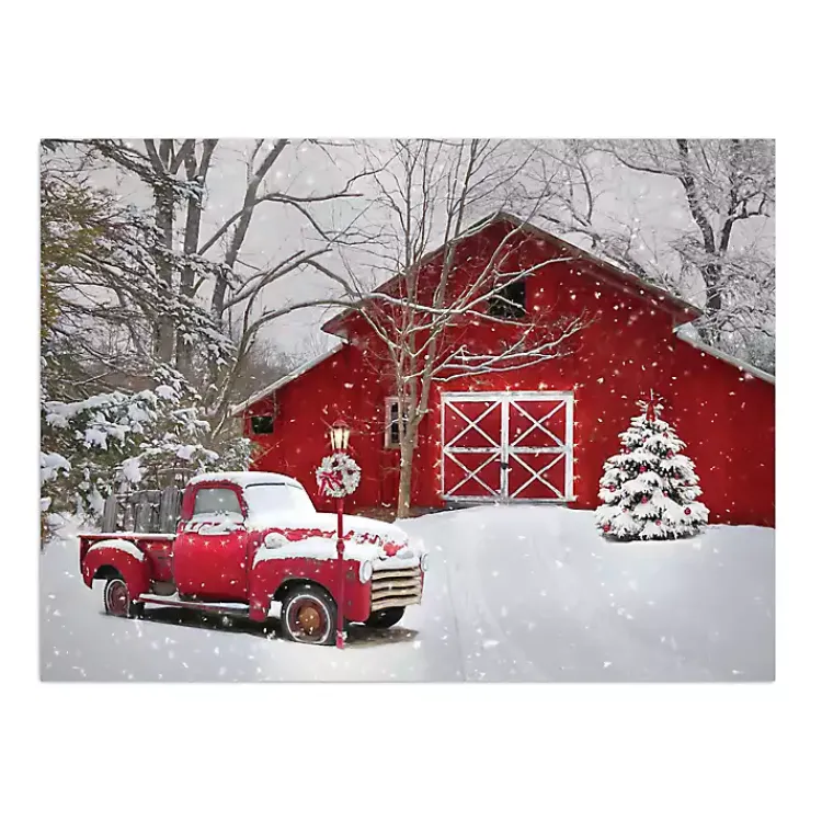 Best Red Barn Red Truck Canvas Art Print Christmas Art & Wall Decor