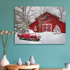 Best Red Barn Red Truck Canvas Art Print Christmas Art & Wall Decor