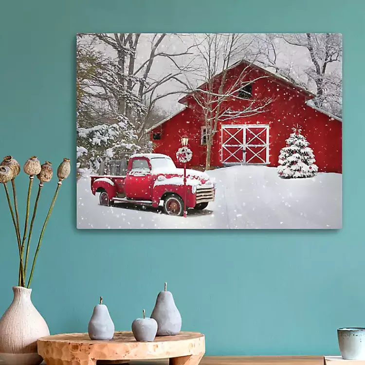 Best Red Barn Red Truck Canvas Art Print Christmas Art & Wall Decor