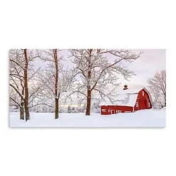 Best Red Barn Winter Wonderland Canvas Print, 60x30 in. Christmas Art & Wall Decor