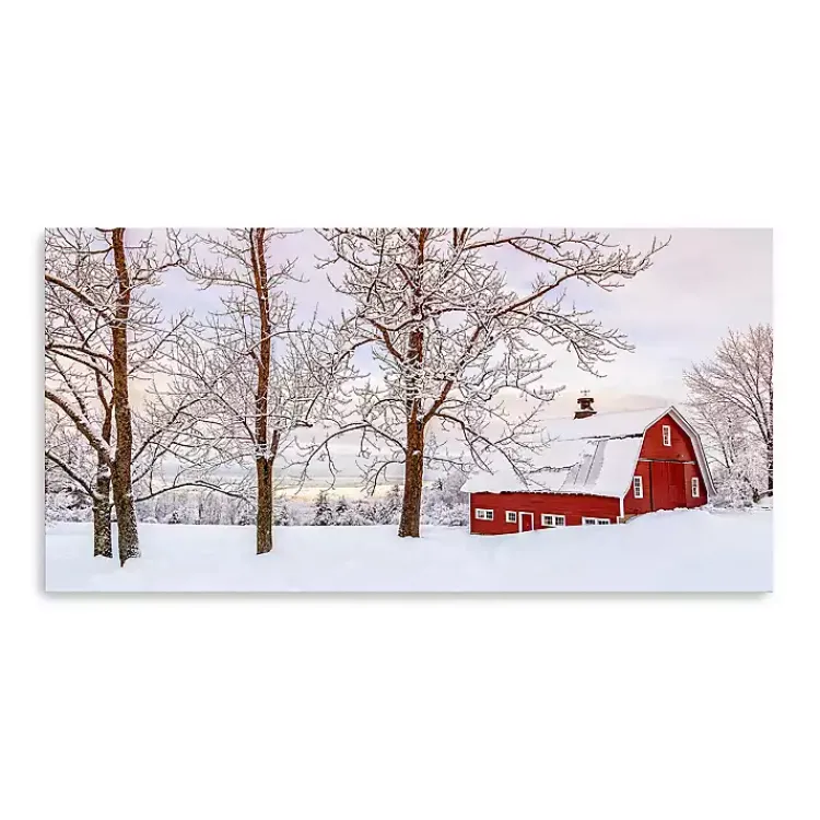 Best Red Barn Winter Wonderland Canvas Print, 60x30 in. Christmas Art & Wall Decor