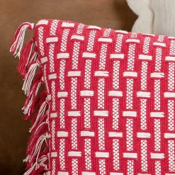 Online Red Basket Weave Lumbar Pillow Pillows