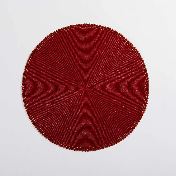 Kirklands Home Table Linens|Beaded Christmas Placemat Red