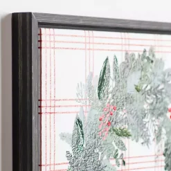 New Red Berry Wreath and Windowpane Canvas Art Print Christmas Art & Wall Decor