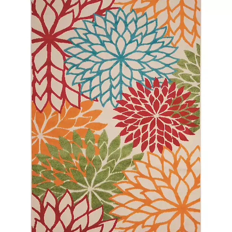 Kirklands Home Outdoor Rugs|Red Bright Floral Burst Outdoor Area Rug, 5x7