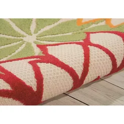 Kirklands Home Outdoor Rugs|Red Bright Floral Burst Outdoor Area Rug, 5x7