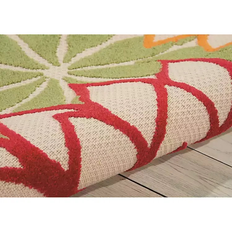 Kirklands Home Outdoor Rugs|Red Bright Floral Burst Outdoor Area Rug, 5x7