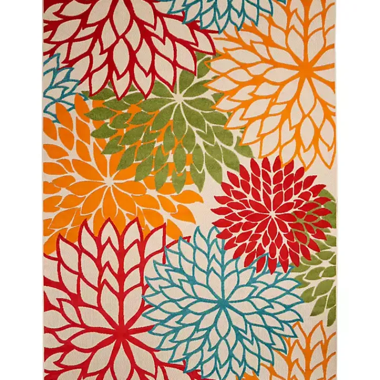 Kirklands Home Outdoor Rugs|Red Bright Floral Burst Outdoor Area Rug, 7x10