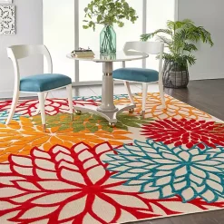 Kirklands Home Outdoor Rugs|Red Bright Floral Burst Outdoor Area Rug, 7x10