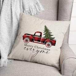 Outlet Red Buffalo Check Merry Christmas Truck Pillow Pillows