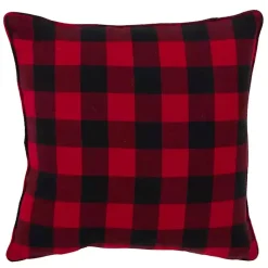 Hot Red Buffalo Check Snowy Snowflake Christmas Pillow Pillows