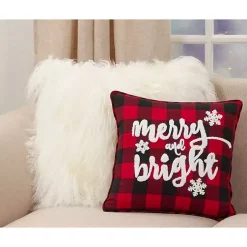 Online Red Buffalo Plaid Merry & Bright Christmas Pillow Pillows