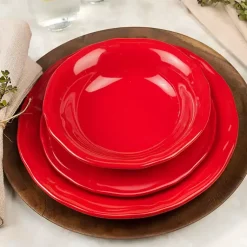 Kirklands Home Dinnerware|Ceramic Soft Scallop 16-pc. Dinnerware Set Red