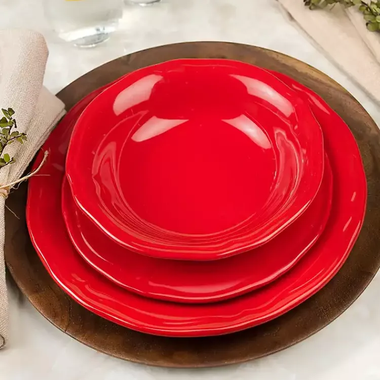 Kirklands Home Dinnerware|Ceramic Soft Scallop 16-pc. Dinnerware Set Red