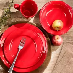 Kirklands Home Dinnerware|Ceramic Soft Scallop 16-pc. Dinnerware Set Red