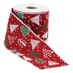 Discount Red Christmas Tree Print 10 yard Holiday Ribbon Christmas Decorations