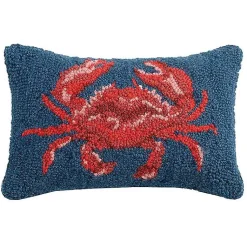 Outlet Red Crab Hooked Wool Lumbar Pillow Pillows