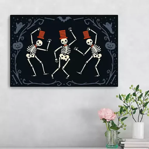 Clearance Red Dancing Skeletons Halloween Wall Plaque Halloween