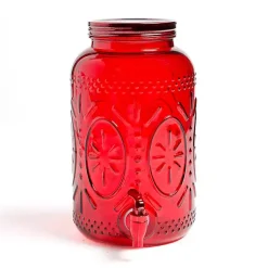 Kirklands Home Serving & Entertaining|Embossed Glass 1 Gallon Drink Dispenser Red