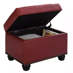 Kirklands Home Benches & Ottomans|Faux Leather Jessy Storage Ottoman Red