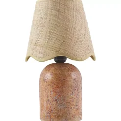 Kirklands Home Table Lamps|Faux Stone Table Lamp with Scalloped Shade Red