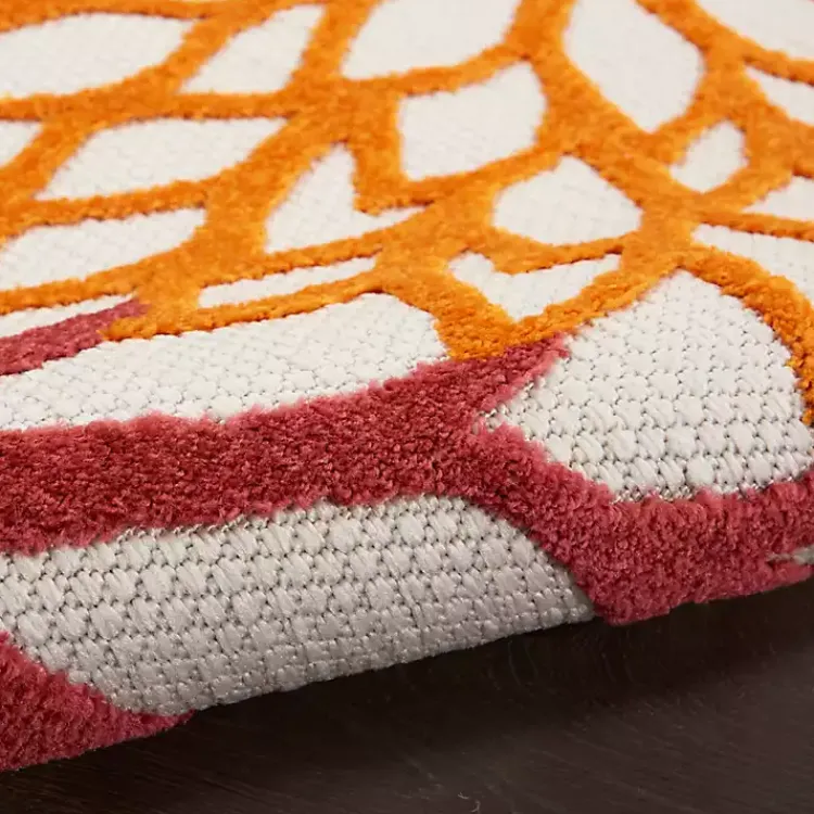 Kirklands Home Outdoor Rugs|Red Floral Burst Outdoor Round Area Rug, 5 ft.