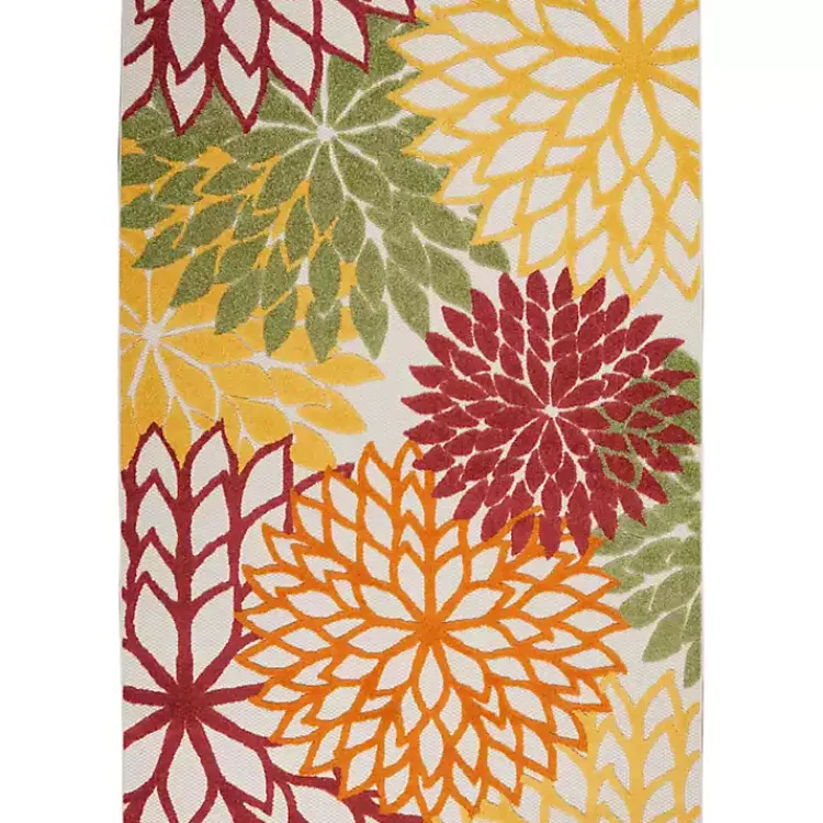 Kirklands Home Outdoor Rugs|Red Floral Burst Outdoor Area Rug, 5x7