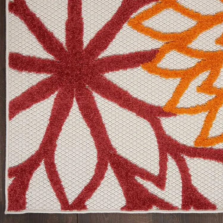 Kirklands Home Outdoor Rugs|Red Floral Burst Outdoor Area Rug, 5x7