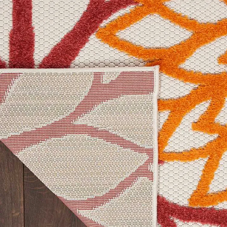 Kirklands Home Outdoor Rugs|Red Floral Burst Outdoor Area Rug, 5x7