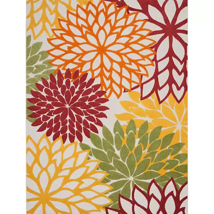 Kirklands Home Outdoor Rugs|Red Floral Burst Outdoor Area Rug, 7x10