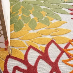 Kirklands Home Outdoor Rugs|Red Floral Burst Outdoor Area Rug, 7x10