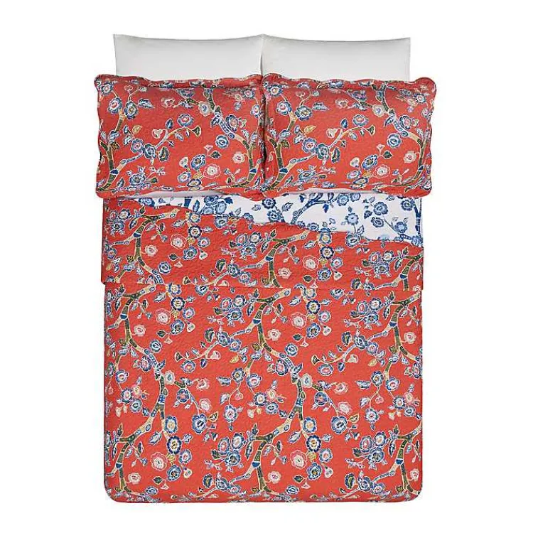 Kirklands Home Quilts|Floral Dreams 3-pc. Full/Queen Quilt Set Red