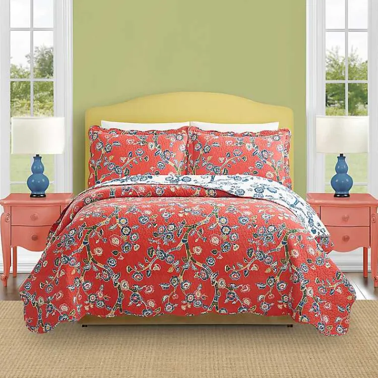 Kirklands Home Quilts|Floral Dreams 3-pc. King Quilt Set Red