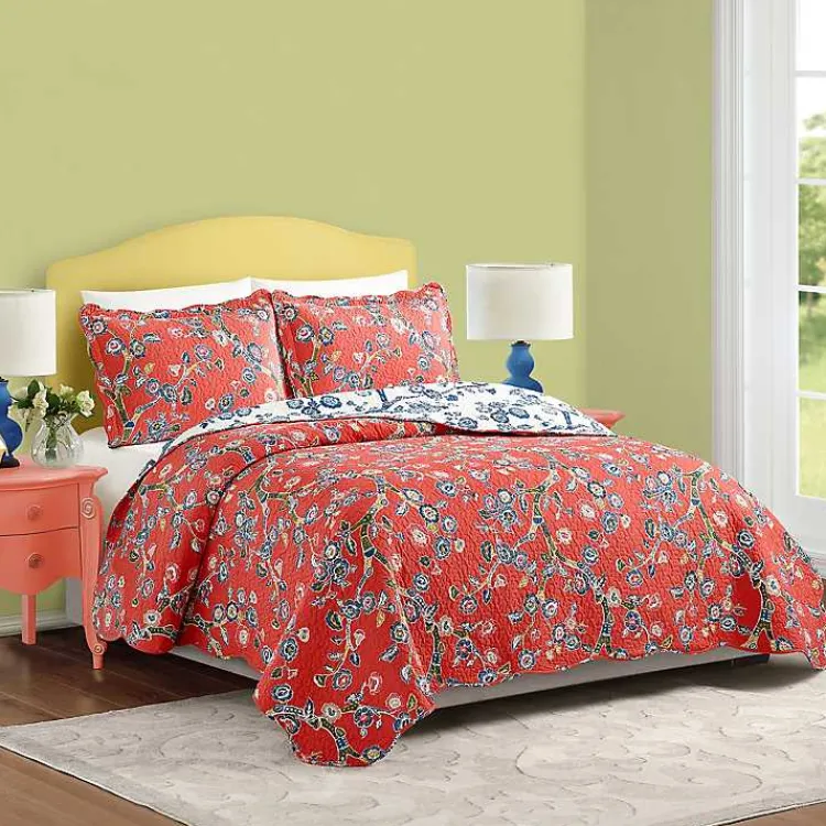 Kirklands Home Quilts|Floral Dreams 3-pc. King Quilt Set Red