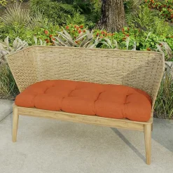 Kirklands Home Outdoor Cushions & Pillows|French Edge Outdoor Wicker Settee Cushion Red