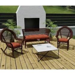 Kirklands Home Outdoor Cushions & Pillows|French Edge 3-pc. Outdoor Wicker Cushion Set Red