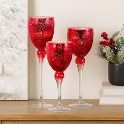 Clearance Glass Hurricane Charismas, Set of 3 Candle Holders