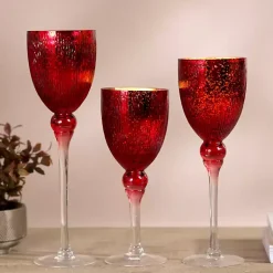 Clearance Glass Hurricane Charismas, Set of 3 Candle Holders
