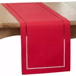 Kirklands Home Table Linens|Hemstitch Border Table Runner Red