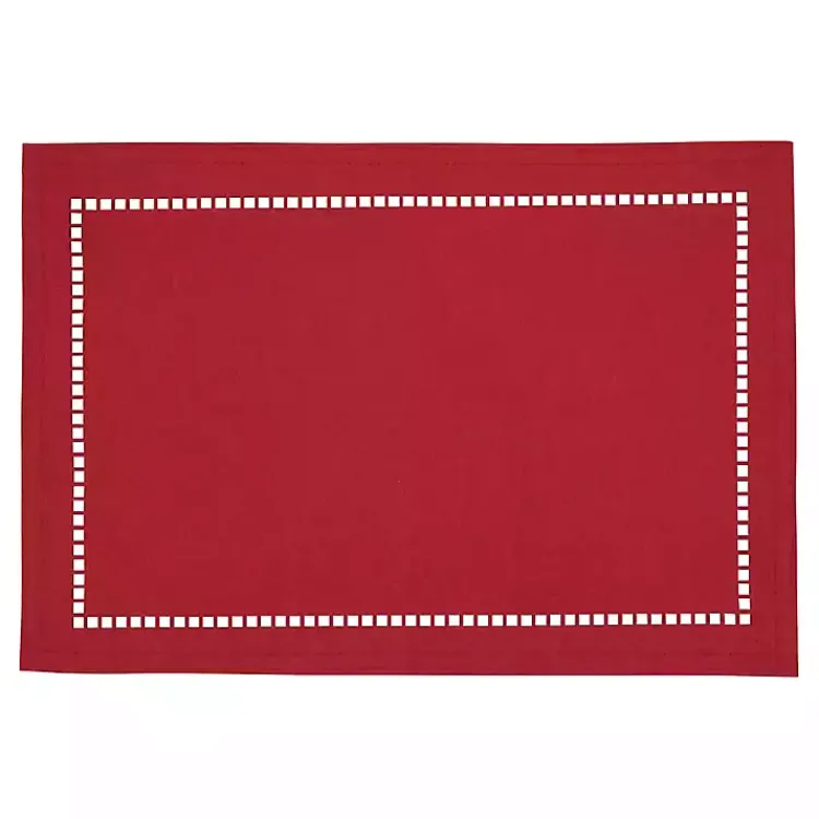 Kirklands Home Table Linens|Hemstitch Laser-Cut Placemats, Set of 4 Red