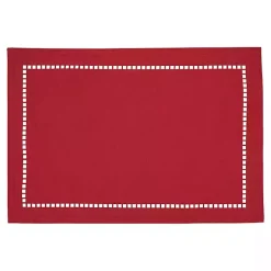 Kirklands Home Table Linens|Hemstitch Laser-Cut Placemats, Set of 4 Red