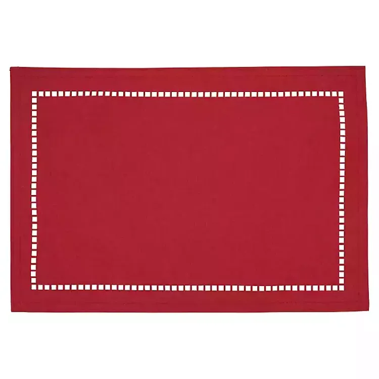 Kirklands Home Table Linens|Hemstitch Laser-Cut Placemats, Set of 4 Red