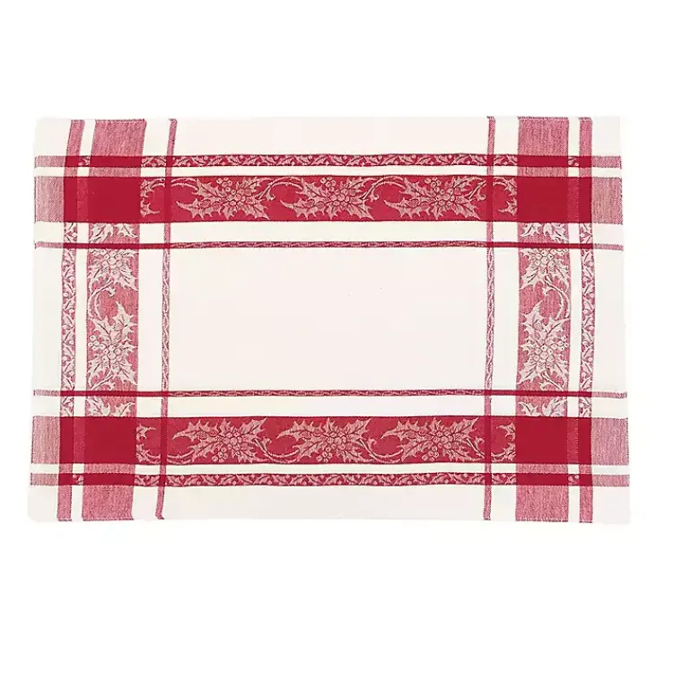 Clearance Red Jaquard Plaid Reversible Placemats, Set of 6 Christmas Dining & Entertaining