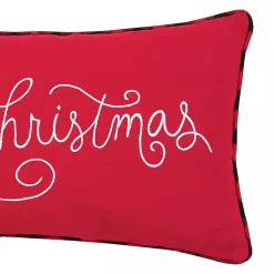 Best Red Merry Christmas Cursive Lumbar Pillow Christmas Pillows