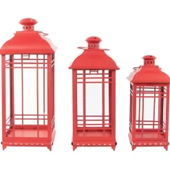 Metal and Glass Decorative Lanterns, Set of 3 Lanterns