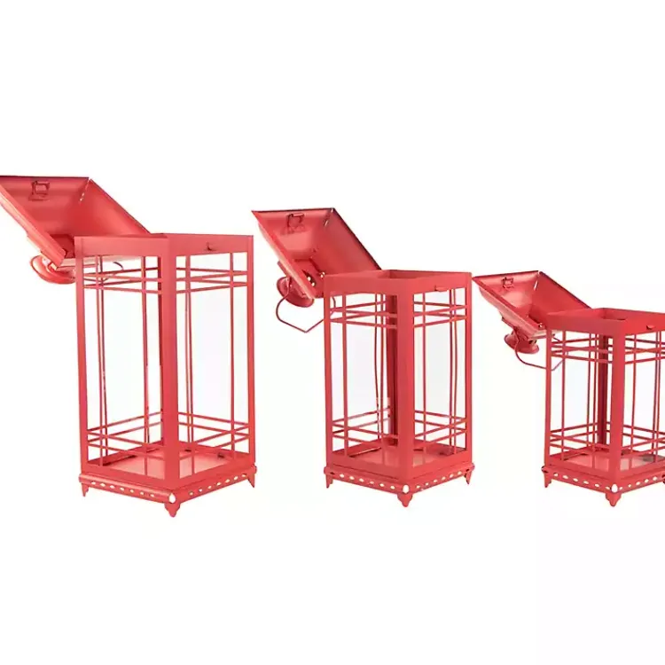 Metal and Glass Decorative Lanterns, Set of 3 Lanterns