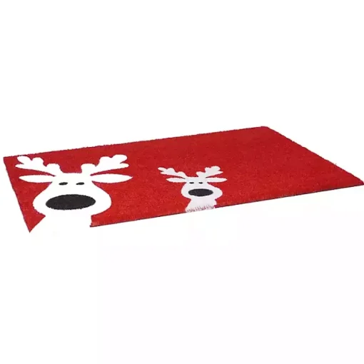 Online Red Peeking Reindeer Doormat Outdoor Christmas Decorations