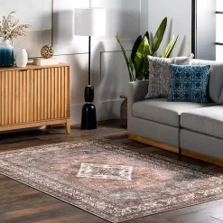 Kirklands Home Area Rugs|Persian Medallion Washable Area Rug, 3x5 Red