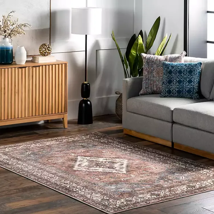 Kirklands Home Area Rugs|Persian Medallion Washable Area Rug, 3x5 Red